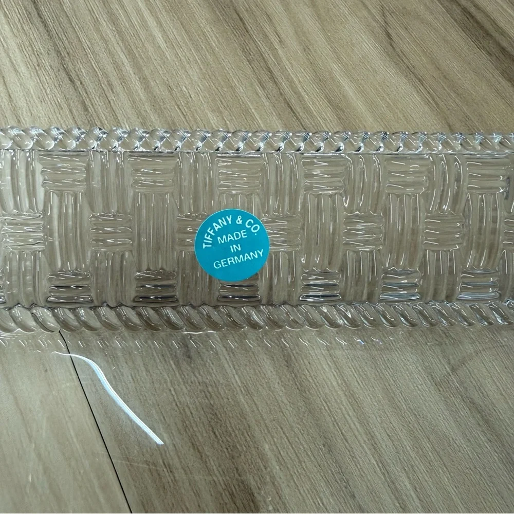 Tiffany & Co. Basket Woven Design Glass Tray - Picture 7 of 12